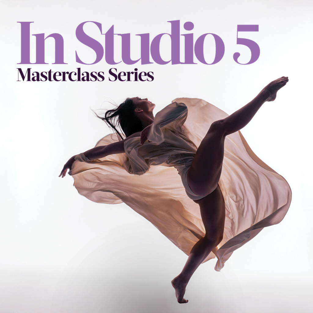 Professional Ballet Dancer from The National Ballet School Performing on a white background with In Studio 5 Master Class Series Text on the photo